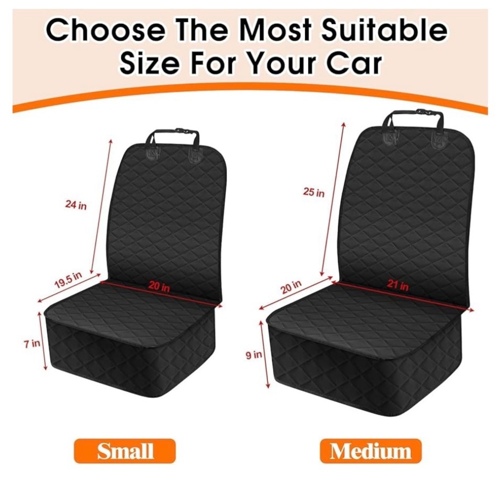 Waterproof Quilted Front Dog Seat Cover - Black 2 pack